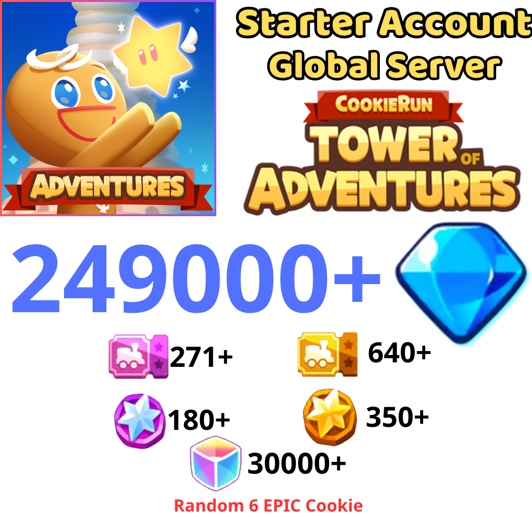 [GLOBAL]CookieRun: Tower of Adventures 249000+ Gem Starter Account